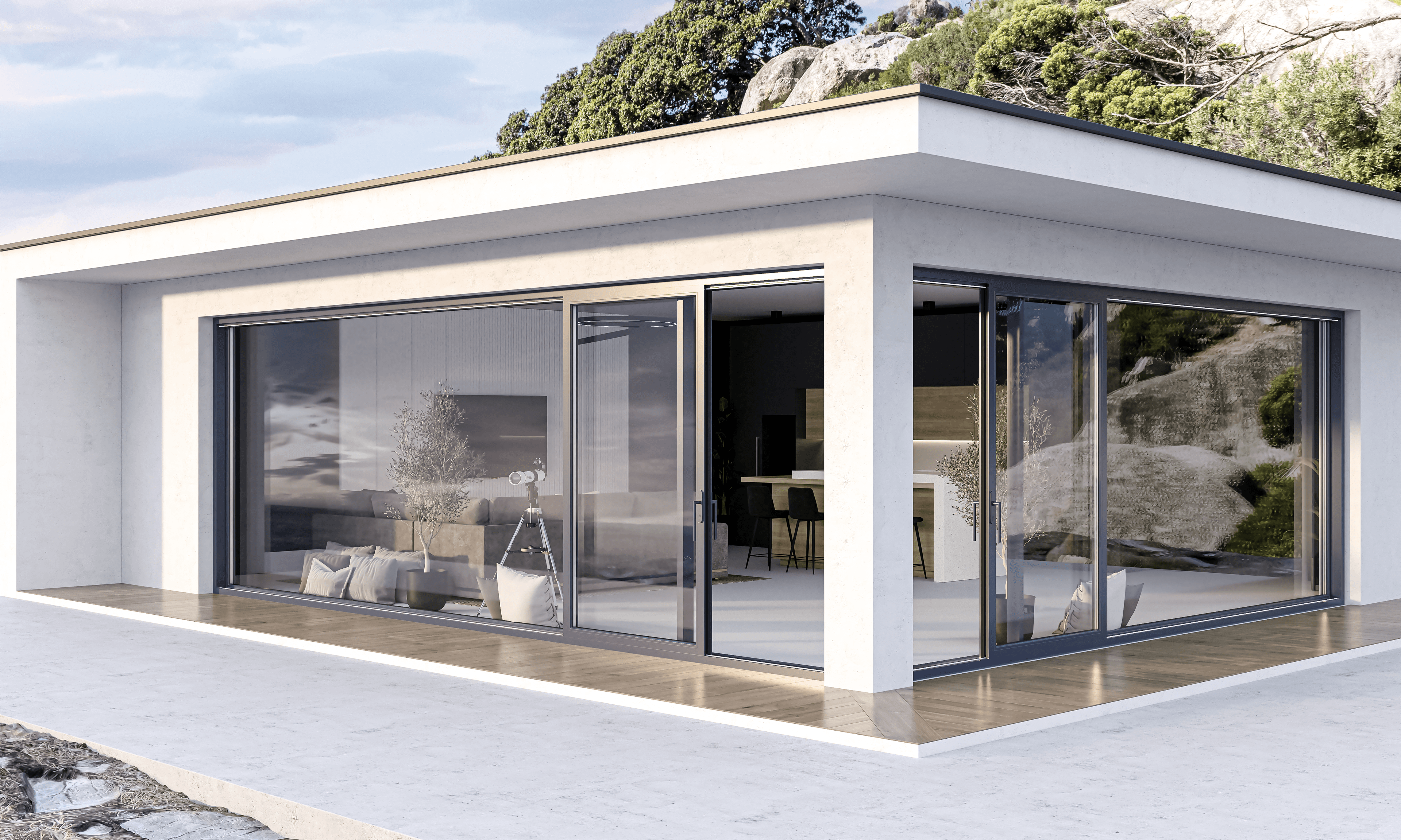 Главный слайд: портальное крупногабаритное остекление