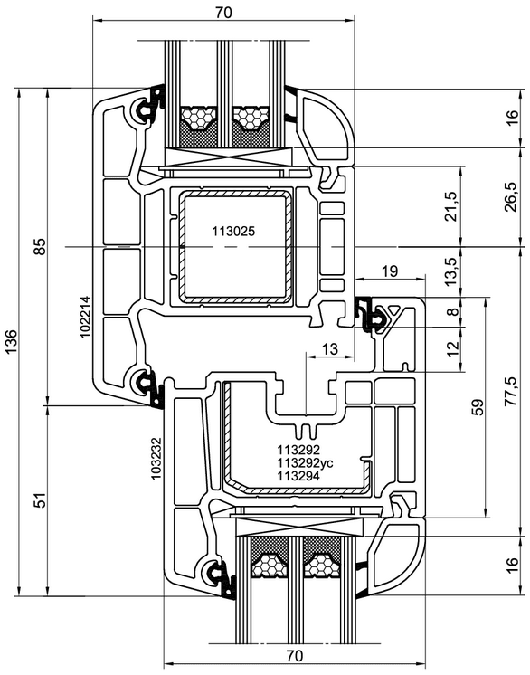 Створка Z-образная арт.103232 - Импост арт.102214